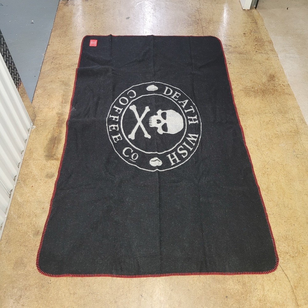Death Wish Coffee Blanket Black Skull & Crossbones 71x41